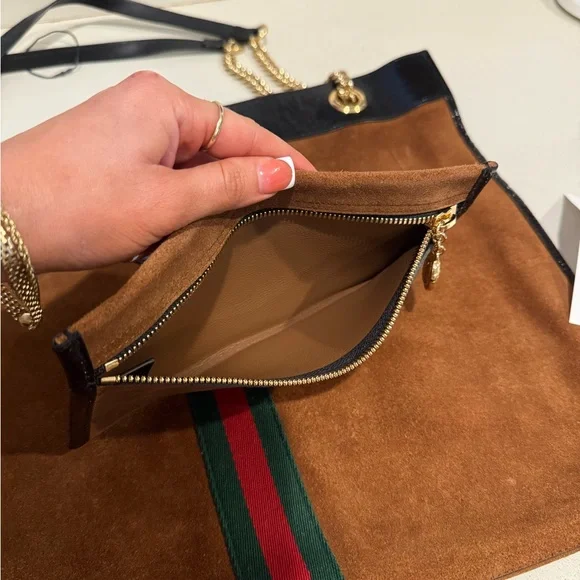 Gucci rajah brown suede tote large - Picture 7 of 14
